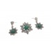 Flower Pendant Earrings Set 925 Sterling Silver Onyx & Marcasite Stone Gift B424